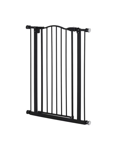 PawHut Pressure Fit Dog Stair Gate No Drilling Safety Gate Auto Close for Doorways, Hallways, 74-80cm Adjustable, 94cm Tall, Bla