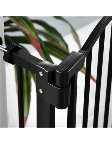PawHut Pressure Fit Dog Stair Gate No Drilling Safety Gate Auto Close for Doorways, Hallways, 74-80cm Adjustable, 94cm Tall, Bla