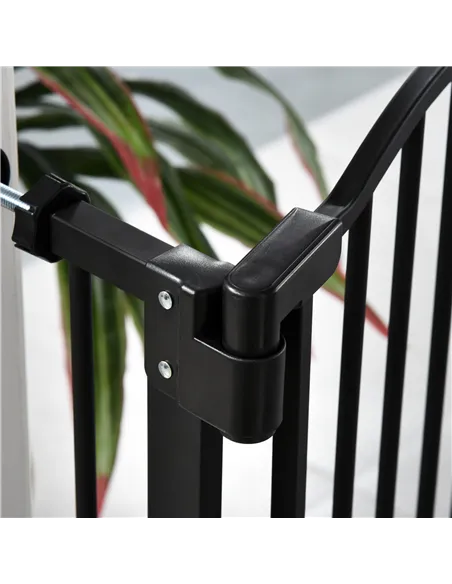 PawHut Pressure Fit Dog Stair Gate No Drilling Safety Gate Auto Close for Doorways, Hallways, 74-80cm Adjustable, 94cm Tall, Bla