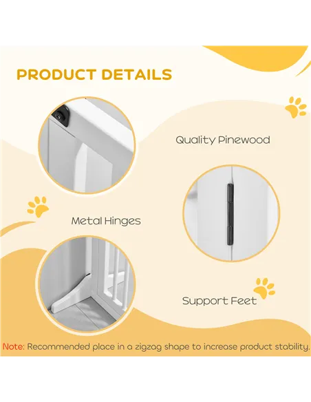PawHut Wooden Dog Gate, Dog Fence Indoor, Freestanding Dog Barrier, Adjustable Lockable Fence with 3 Panels, 71H x 113-166W cm, 