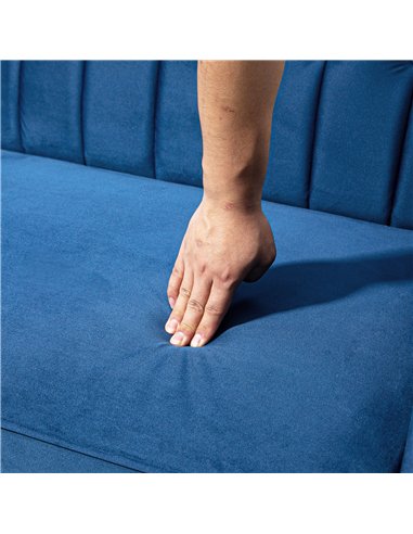 HOMCOM Velvet-Feel Three-Seater Sofa Bed - Blue