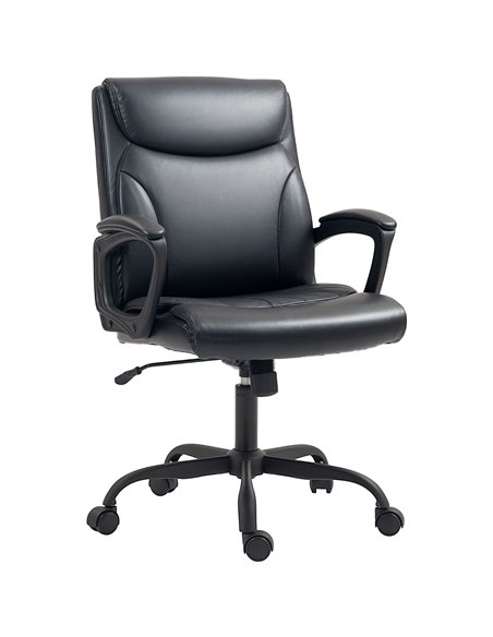 HOMCOM Executive Office Chair, Faux Leather Desk Chair with Height Adjustable, Swivel Wheels and Tilt Function, Computer Chair f