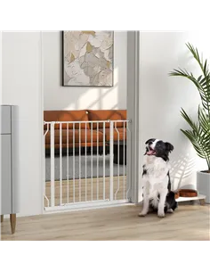 PawHut Wide Dog Safety Gate, with Door Pressure, for Doorways, Hallways, Staircases - White 2
