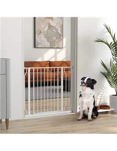 PawHut Wide Dog Safety Gate, with Door Pressure, for Doorways, Hallways, Staircases - White