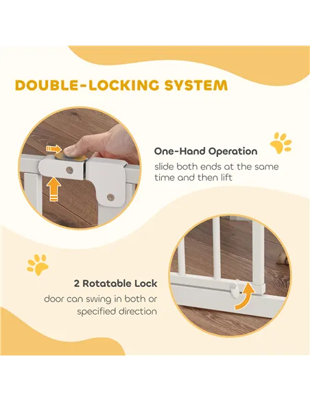 PawHut Wide Dog Safety Gate, with Door Pressure, for Doorways, Hallways, Staircases - White