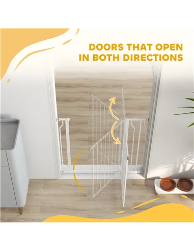 PawHut Wide Dog Safety Gate, with Door Pressure, for Doorways, Hallways, Staircases - White
