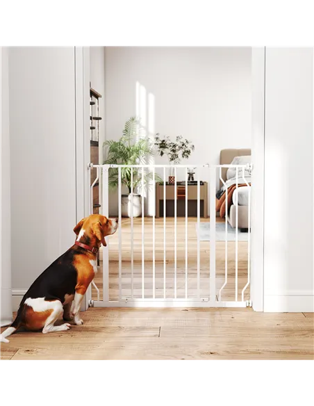 PawHut Wide Dog Safety Gate, with Door Pressure, for Doorways, Hallways, Staircases - White