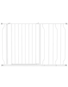 PawHut Wide Dog Safety Gate, with Door Pressure, for Doorways, Hallways, Staircases - White