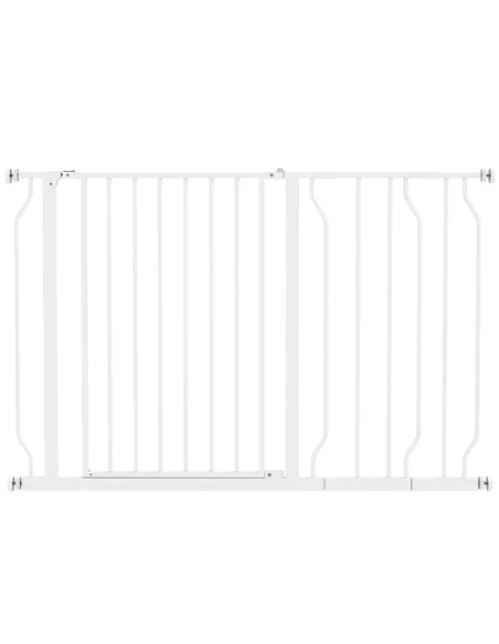 PawHut Wide Dog Safety Gate, with Door Pressure, for Doorways, Hallways, Staircases - White