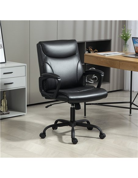 HOMCOM Executive Office Chair, Faux Leather Desk Chair with Height Adjustable, Swivel Wheels and Tilt Function, Computer Chair f