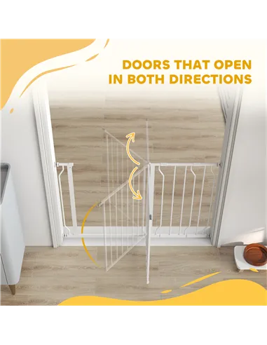 PawHut Wide Dog Safety Gate, with Door Pressure, for Doorways, Hallways, Staircases - White