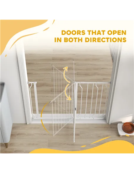 PawHut Wide Dog Safety Gate, with Door Pressure, for Doorways, Hallways, Staircases - White