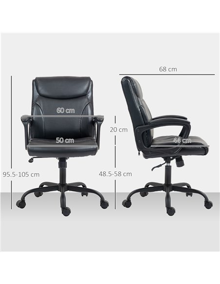 HOMCOM Executive Office Chair, Faux Leather Desk Chair with Height Adjustable, Swivel Wheels and Tilt Function, Computer Chair f