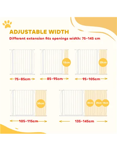 PawHut Extra Wide Dog Safety Gate, with Door Pressure, for Doorways, Hallways, Staircases - White