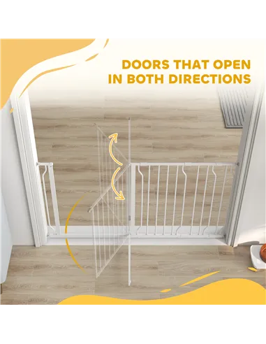PawHut Extra Wide Dog Safety Gate, with Door Pressure, for Doorways, Hallways, Staircases - White