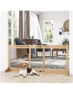 PawHut Freestanding Dog Gate, Foldable Pet Fence, Indoor Wood Barrier, Stair Gate with Support Feet, for Doorway, Hallway, Small 2