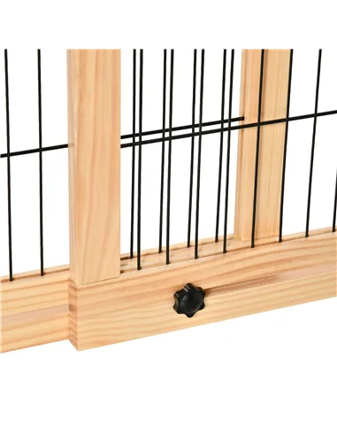 PawHut Freestanding Dog Gate, Foldable Pet Fence, Indoor Wood Barrier, Stair Gate with Support Feet, for Doorway, Hallway, Small