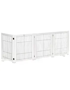 PawHut Freestanding Folding Pet Gate 4 Panels Dog Puppy Barrier with Support Feet