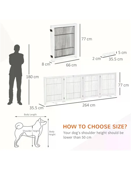 PawHut Freestanding Folding Pet Gate 4 Panels Dog Puppy Barrier with Support Feet