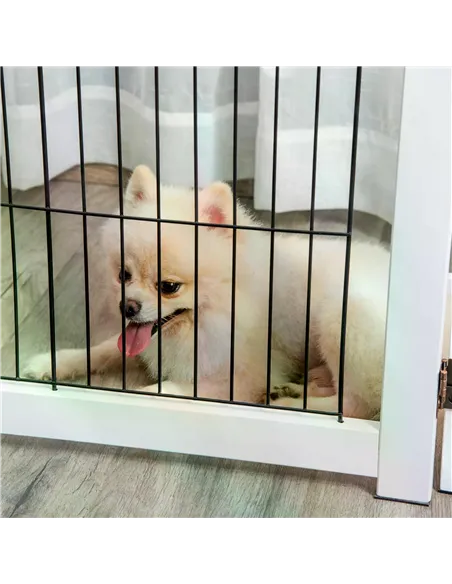 PawHut Freestanding Folding Pet Gate 4 Panels Dog Puppy Barrier with Support Feet