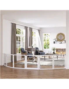 PawHut Wooden Pet Gate, Freestanding Dog Safety Barrier, w/ 2 Support Feet, White 2