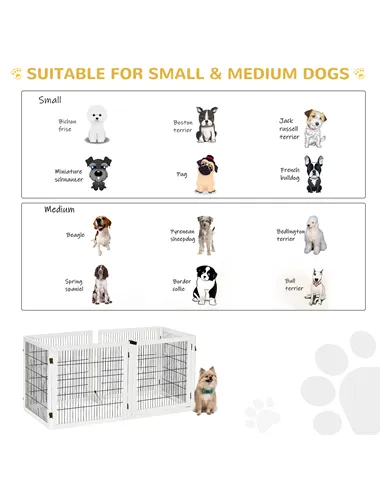 PawHut Wooden Pet Gate, Freestanding Dog Safety Barrier, w/ 2 Support Feet, White