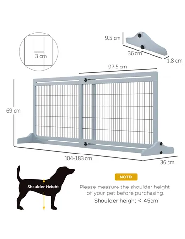 PawHut Freestanding Dog Gate, Foldable Pet Fence, Indoor Wood Barrier, Stair Gate with Support Feet, for Doorway, Hallway, Small