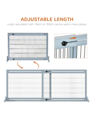 PawHut Freestanding Dog Gate, Foldable Pet Fence, Indoor Wood Barrier, Stair Gate with Support Feet, for Doorway, Hallway, Small