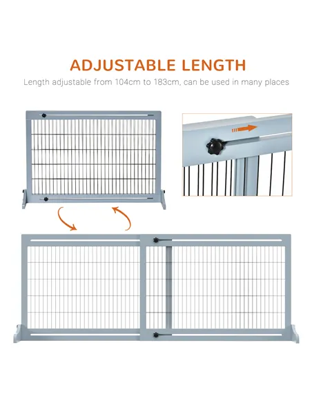 PawHut Freestanding Dog Gate, Foldable Pet Fence, Indoor Wood Barrier, Stair Gate with Support Feet, for Doorway, Hallway, Small