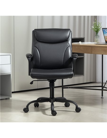 HOMCOM Executive Office Chair, Faux Leather Desk Chair with Height Adjustable, Swivel Wheels and Tilt Function, Computer Chair f