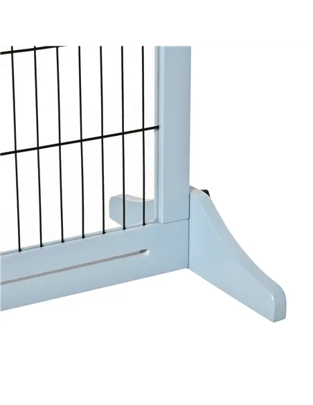 PawHut Freestanding Dog Gate, Foldable Pet Fence, Indoor Wood Barrier, Stair Gate with Support Feet, for Doorway, Hallway, Small