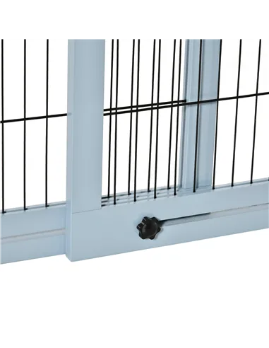 PawHut Freestanding Dog Gate, Foldable Pet Fence, Indoor Wood Barrier, Stair Gate with Support Feet, for Doorway, Hallway, Small