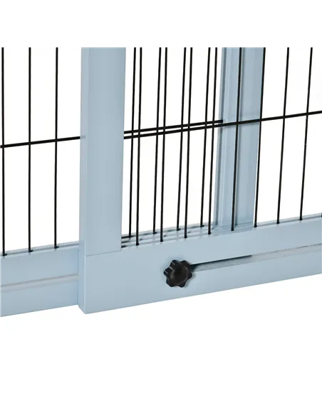 PawHut Freestanding Dog Gate, Foldable Pet Fence, Indoor Wood Barrier, Stair Gate with Support Feet, for Doorway, Hallway, Small