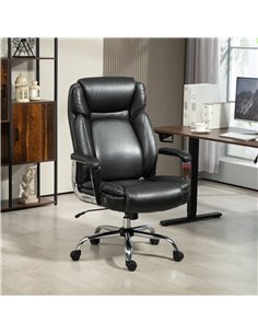 HOMCOM Ergonomic Office Chair, Heavy Duty Faux Leather Desk Chair with Tilt Function, Adjustable Height, 227kg 500LBS Swivel Com 2