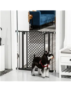 PawHut 74-80 cm Pressure Fit Safety Gate for Doorways and Staircases, Dog Gate, Pet Barrier for Hallways with Auto Close, Double 2