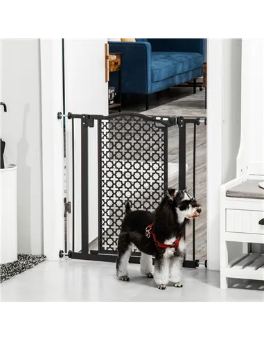 PawHut 74-80 cm Pressure Fit Safety Gate for Doorways and Staircases, Dog Gate, Pet Barrier for Hallways with Auto Close, Double