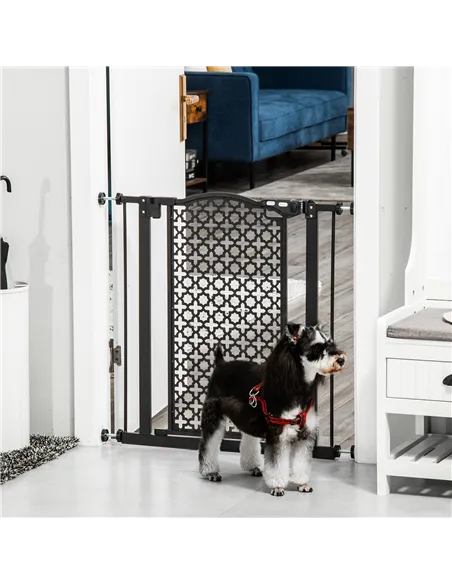 PawHut 74-80 cm Pressure Fit Safety Gate for Doorways and Staircases, Dog Gate, Pet Barrier for Hallways with Auto Close, Double