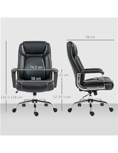 HOMCOM Ergonomic Office Chair, Heavy Duty Faux Leather Desk Chair with Tilt Function, Adjustable Height, 227kg 500LBS Swivel Com