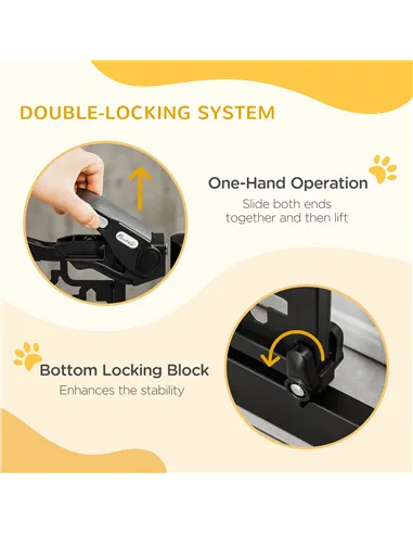 PawHut 74-80 cm Pressure Fit Safety Gate for Doorways and Staircases, Dog Gate, Pet Barrier for Hallways with Auto Close, Double