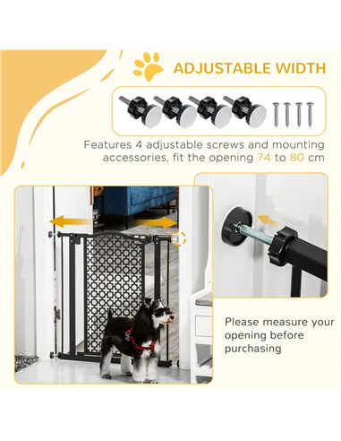 PawHut 74-80 cm Pressure Fit Safety Gate for Doorways and Staircases, Dog Gate, Pet Barrier for Hallways with Auto Close, Double
