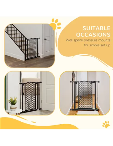 PawHut 74-80 cm Pressure Fit Safety Gate for Doorways and Staircases, Dog Gate, Pet Barrier for Hallways with Auto Close, Double