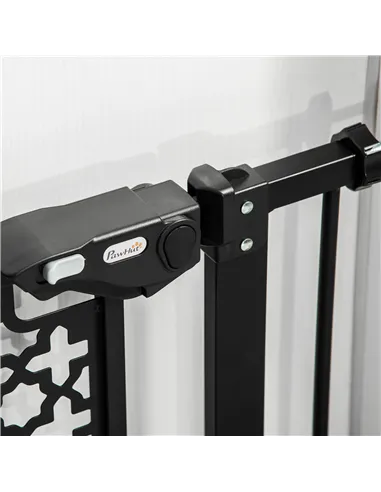 PawHut 74-80 cm Pressure Fit Safety Gate for Doorways and Staircases, Dog Gate, Pet Barrier for Hallways with Auto Close, Double