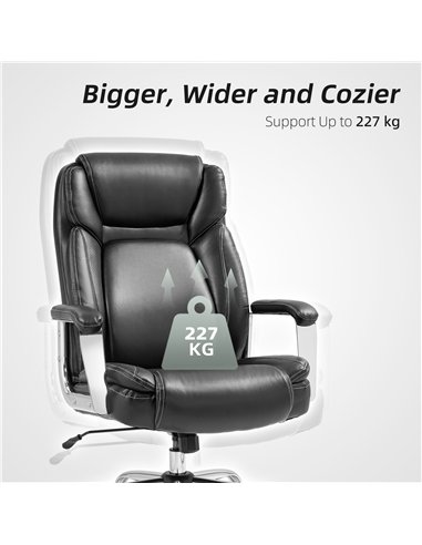 HOMCOM Ergonomic Office Chair, Heavy Duty Faux Leather Desk Chair with Tilt Function, Adjustable Height, 227kg 500LBS Swivel Com