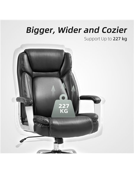 HOMCOM Ergonomic Office Chair, Heavy Duty Faux Leather Desk Chair with Tilt Function, Adjustable Height, 227kg 500LBS Swivel Com