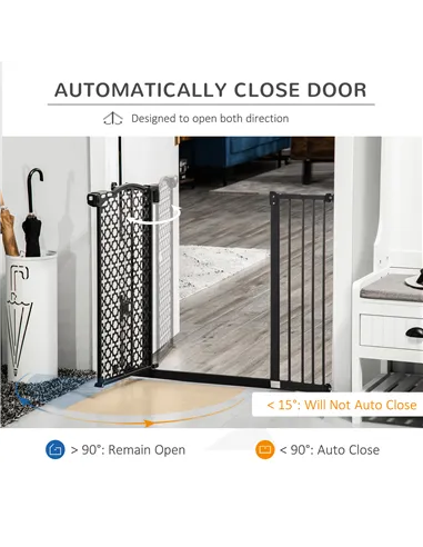 PawHut 74-105cm Pet Safety Gate Stair Barrier, with Auto Close, Double Locking - Black