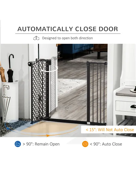 PawHut 74-105cm Pet Safety Gate Stair Barrier, with Auto Close, Double Locking - Black