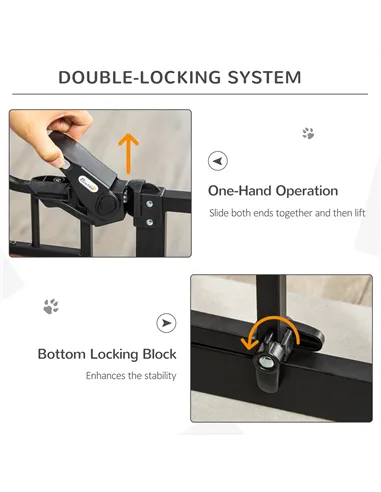 PawHut Pet Gate Safety Gate, with Cat Flap, Auto Close, for Staircases, Doorways, Hallways, 74-80cm Wide - Black