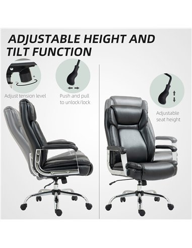 HOMCOM Ergonomic Office Chair, Heavy Duty Faux Leather Desk Chair with Tilt Function, Adjustable Height, 227kg 500LBS Swivel Com