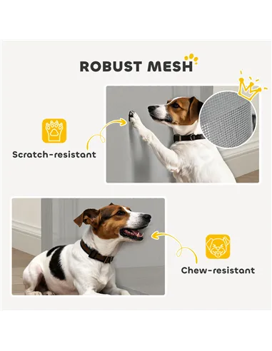 PawHut Retractable Stair Gate for Dogs, Pet Mesh Safety Gate Extends up to 115cm for Doorways Indoor- Grey