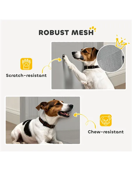 PawHut Retractable Stair Gate for Dogs, Pet Mesh Safety Gate Extends up to 115cm for Doorways Indoor- Grey